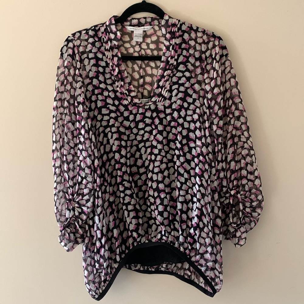Diane Von Furstenberg Blouse with Camisole Tank Shell - Small